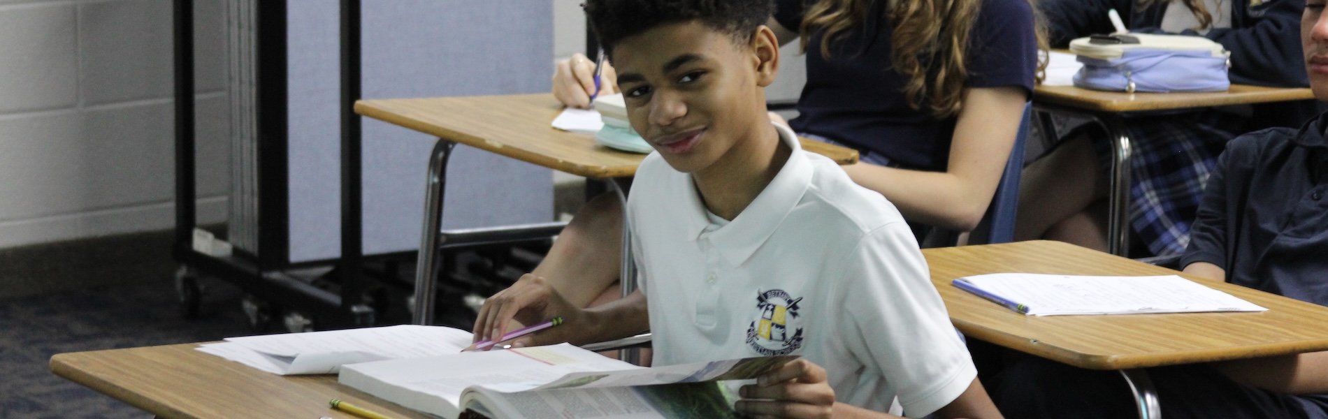 Student diligently learning