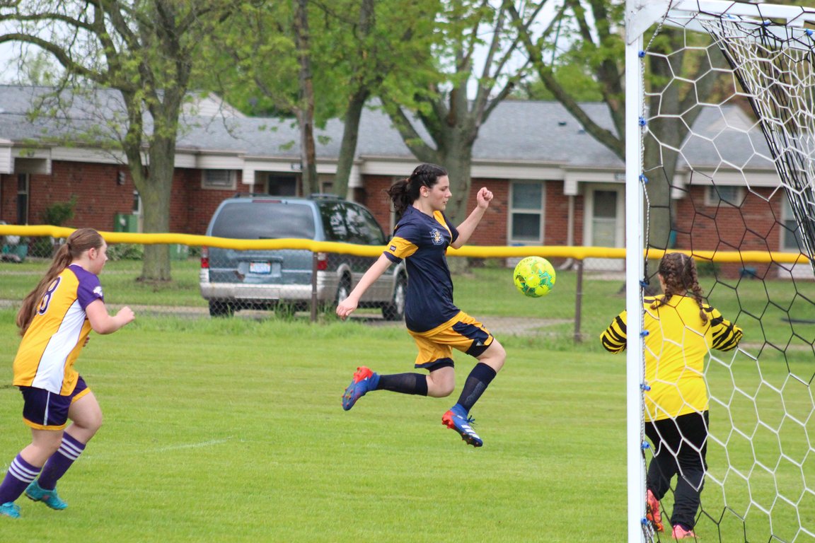 Girl Scoring Soccer Goal